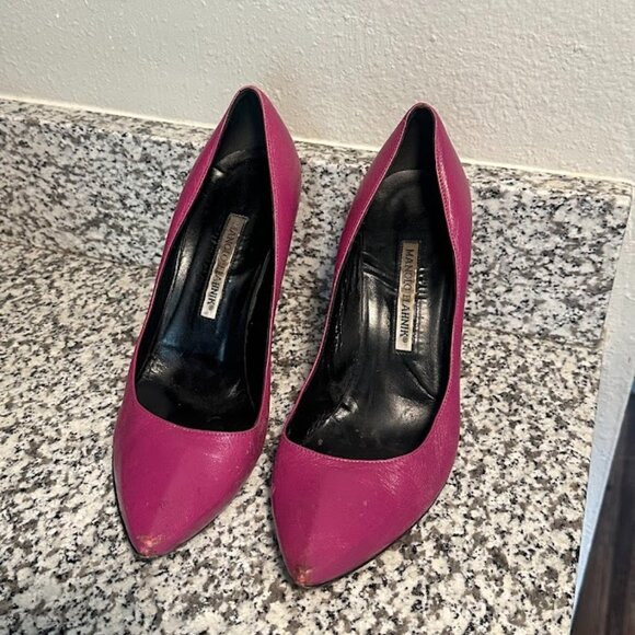 Manolo Blahnik x Neiman Marcus Fuchsia Leather Pumps - Size 39 - Picture 1 of 4